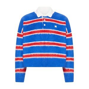 Celine Men Striped Sweater With Polo Style Collar
